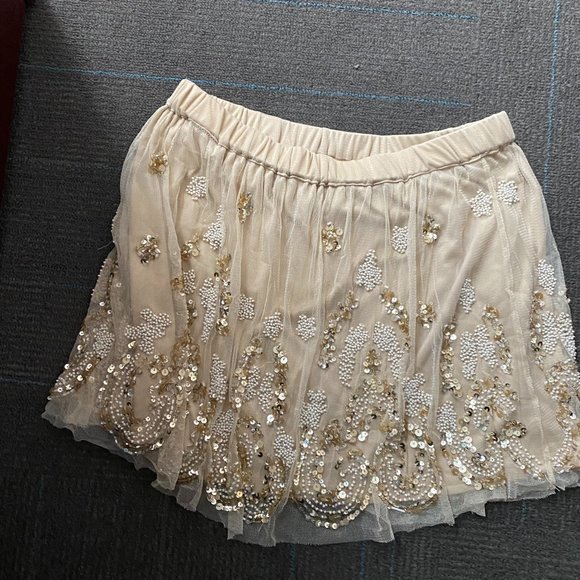 Champaign Chiffon Sequin Skirt - Picture 4 of 4